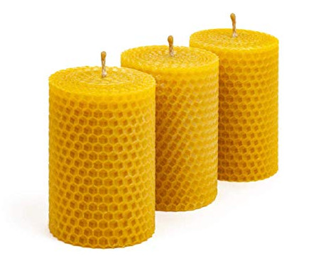 Beeswax candle honeycomb design